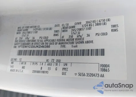 2018 Ford F150 Xlt from USA, damaged, VIN 1FTEW1CG9JKD46380